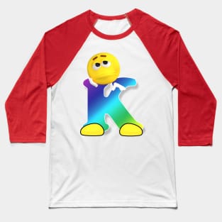 Letter K Alphabet Smiley Monogram Face Emoji Shirt for Men Women Kids Baseball T-Shirt